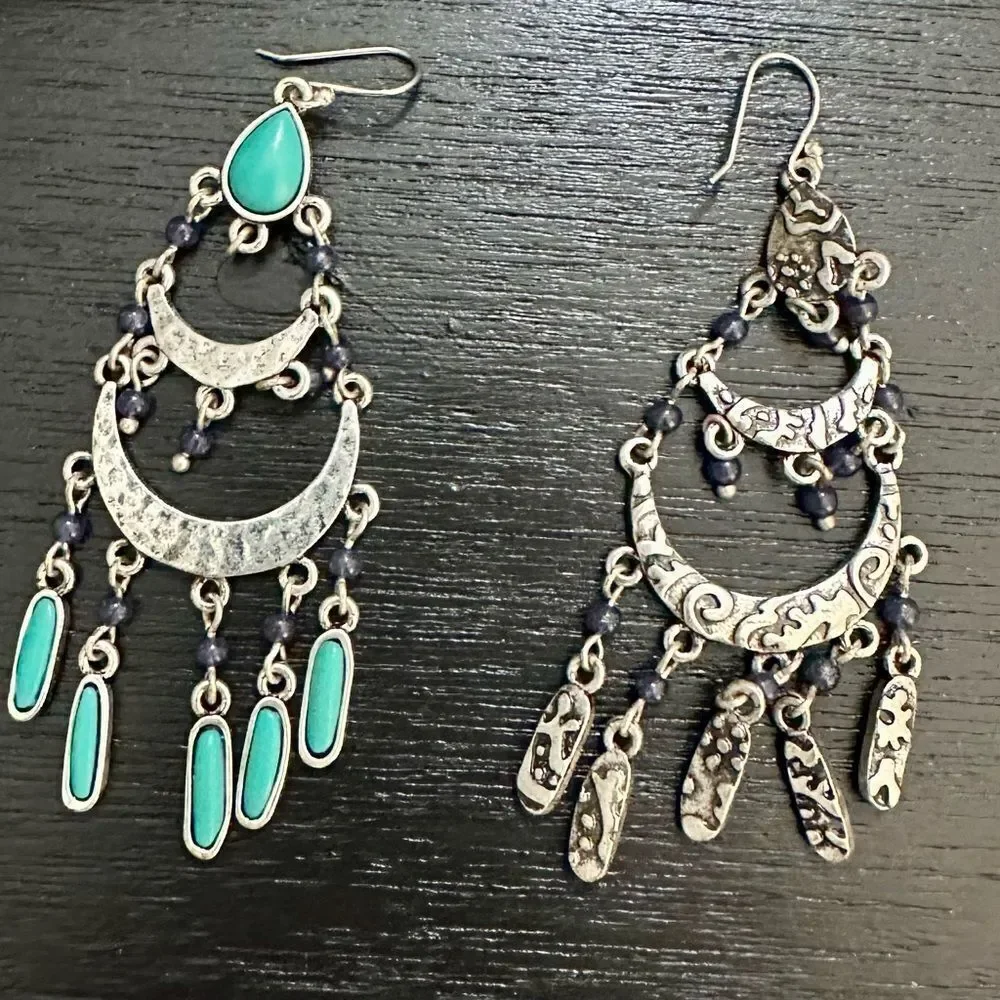 Lucky Brand Blue and Silver Boho Earrings - Picture 2 of 4